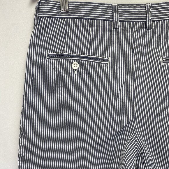 Vince Pleated Stripes Seersucker Shorts Mens Size 32 Gray-White Puckered Texture - Picture 16 of 16
